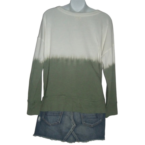 a.n.a Sweatshirt I'm A Praying Girl Army Green Dip Dye Studded Tie Beach Boho L - Picture 3 of 5